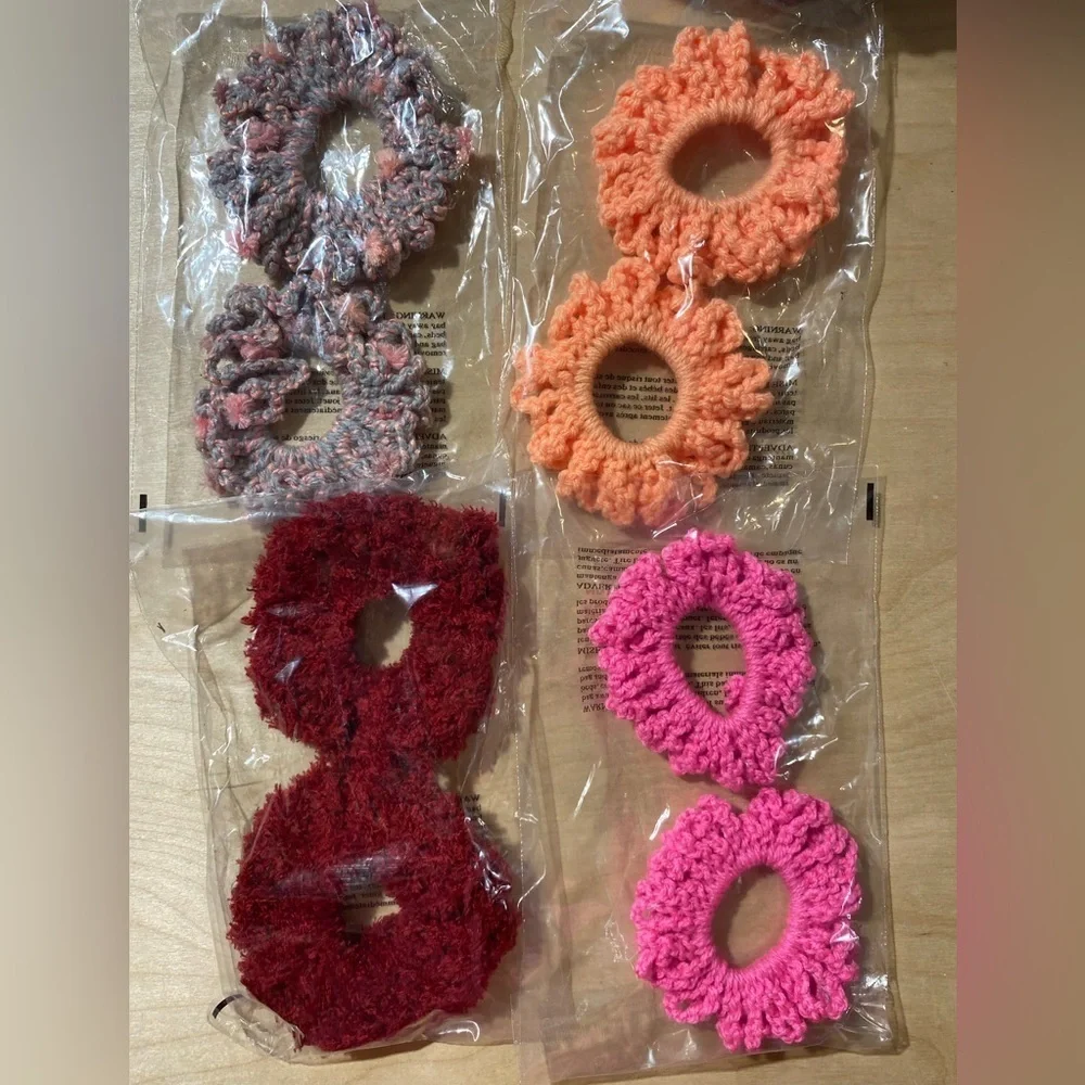 Hand Crochet Scrunchies set of 4 (AK1)